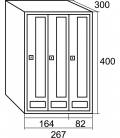 Medidas de buzones Prisma acceso Frontal, g3, 267x400x300 mm. Formato Libro con carga frontal.