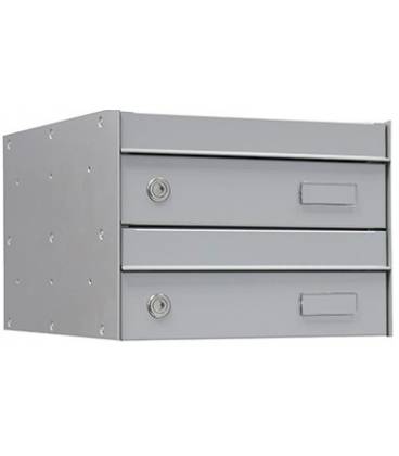 Buzones UNIVERS - U3022 - Con cuerpo y puerta de acero galvanizado Plata (2 baterías)