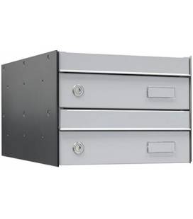 Buzones UNIVERS - U3025-05 - Con cuerpo de acero galvanizado Negro y puerta de acero galvanizado Inox Satinado (2 Baterías)