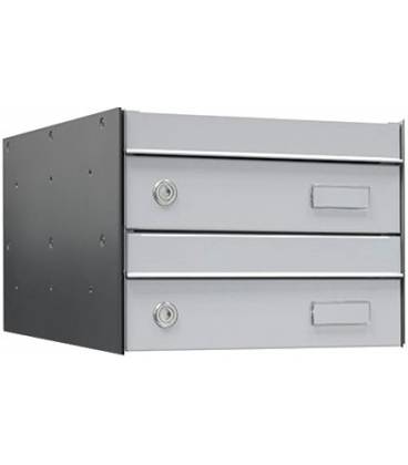 Buzones UNIVERS - U3025-05 - Con cuerpo de acero galvanizado Negro y puerta de acero galvanizado Inox Satinado (2 Baterías)