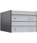 Buzones UNIVERS - U3025-05 - Con cuerpo de acero galvanizado Negro y puerta de acero galvanizado Inox Satinado (2 Baterías)