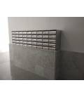 Agrupación de 45 buzones FUTURE ANTIVANDÁLICO, H3400-04 PLATA. Colgados en la pared y con envolvente de alu galvanizado