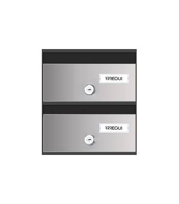 Buzones Adapta, H3720-05, con baterías de 2 buzones. Con cuerpo de acero lacado negro y puerta de acero Inox Satinado. 