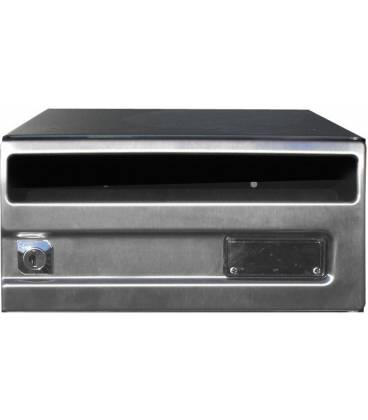 Buzón Btv, Silver 13716, con cuerpo de acero pintado negro y puerta en acero Inox Satinado G1. Apto para el interior. 