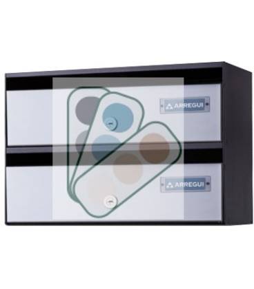 Buzones Adapta, H3820-09, con baterías de 2 buzones. Con cuerpo de acero lacado negro y puerta de acero COLOR A ELEGIR
