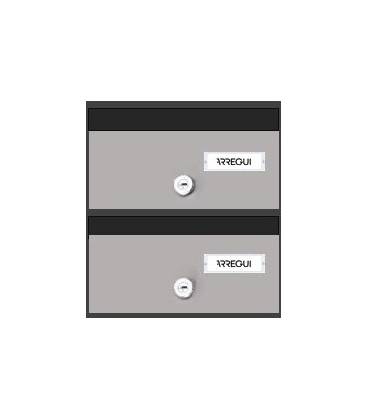 Buzones Adapta, H3920-02, con baterías de 2 buzones. Con cuerpo de acero lacado negro y puerta de acero Plata 
