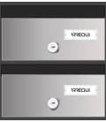 Buzones Adapta, H3920-05, con baterías de 2 buzones. Cuerpo de acero lacado negro y puerta de acero inoxidable Inox Satinado