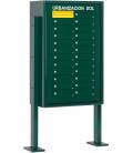 Buzones BCP24R- con ranura, con cuerpo de acero y puerta de aluminio todo verde. Con soportes laterales verde.