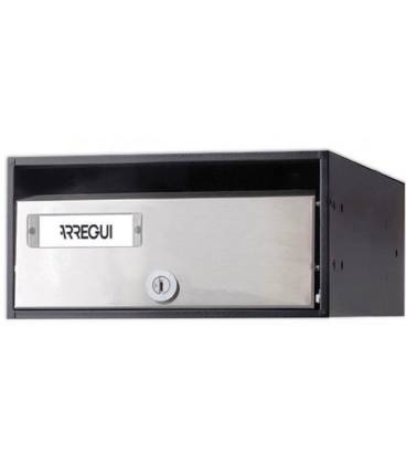 Buzón Arregui, MIRA FLAT - HF8700-05 - Con cuerpo de acero NEGRO y puerta de acero inoxidable INOX SATINADO.