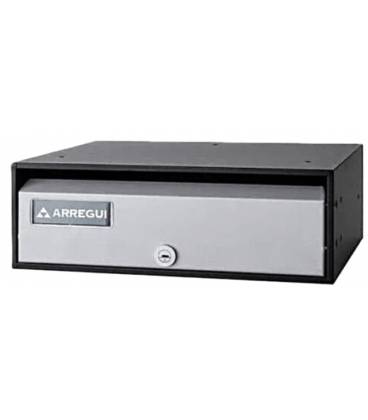 Buzón Arregui, MIRA FLAT - HF8800-02 - Con cuerpo de acero Negro y puerta de acero lacado Plata - Revistero de frente.