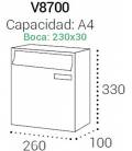 Medidas de los buzones HABITAT V8700, con la medida de bocacarta