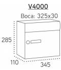 Dimensión del buzón vertical Milenio V4000 y medida de bocacarta