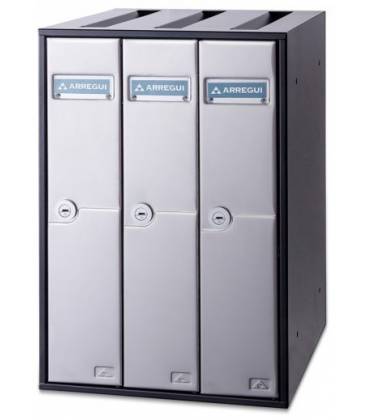 Buzones Libro V1130-06 - Batería de tres buzones, Con cuerpo de acero lacado Negro y puerta de acero lacado Inox Satinado