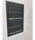 2 Agrupaciones de 5 Buzones Front V1650-06- Puertas color Negro, encastrados en la pared con tapajuntas y grabación