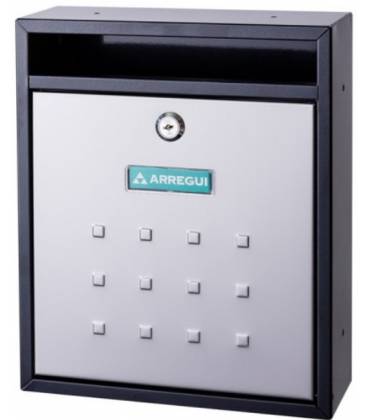 Buzón MIRA V1300-05, con cuerpo de acero Negro y puerta en acero inoxidable Inox Satinado