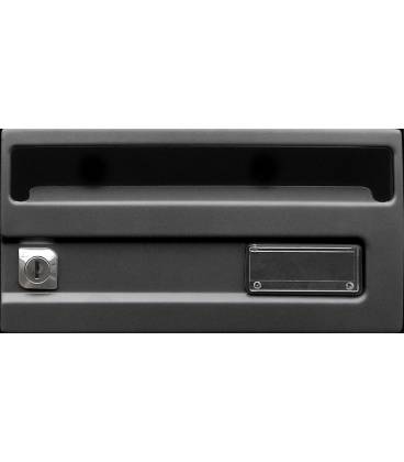 Buzón Btv, Silver 13720, con cuerpo de acero pintado negro y puerta en acero Negro G1. Apto para el interior.