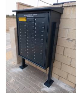 Buzones BCP36G- sin ranura, con cuerpo de acero y puerta de aluminio, con soportes laterales y tejadillo todo ANTRACITA.