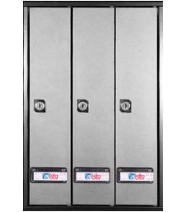 Buzones btv, Serie Prisma-acceso-superior 36129, con cuerpo en acero pintado negro y puerta en acero Plata -g3