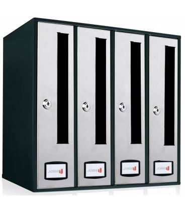 Buzón Joma, AZ 90 FRONT -71028- Con cuerpo y puerta en acero electrocincado NEGRO / PINTURA INOX (4 unidades)