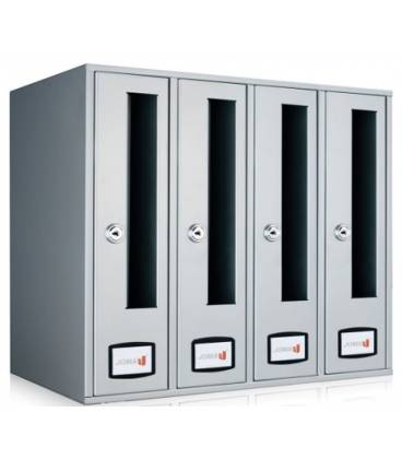 Buzón Joma- AZ 90 FRONT -71035- Con cuerpo y puerta de acero electrocincado PINTURA INOX (4 unidades), carga frontal