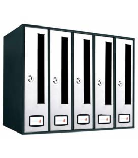 Buzón Joma AZ 90 FRONT -71094- Con cuerpo y puerta en acero electrocincado NEGRO / INOX BRILLO AISI 430- 5 unidades