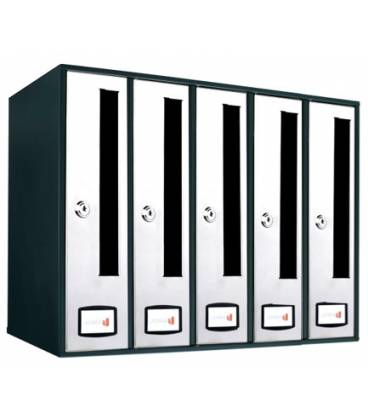 Buzón Joma AZ 90 FRONT -71094- Con cuerpo y puerta en acero electrocincado NEGRO / INOX BRILLO AISI 430- 5 unidades