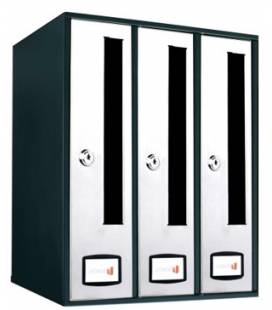 Buzón Joma AZ 90 FRONT- 71074- Con cuerpo y puerta en acero electrocincado NEGRO / INOX BRILLO AISI 430- 3 UNIDADES