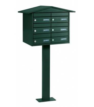 Buzones AGRO H2200X6 -BP106 - Con cuerpo, puerta y tejadillo a dos aguas , todo VERDE