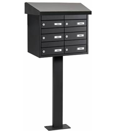 Buzones URBIS H2200x6 -BP306 - Con cuerpo, puerta y tejadillo a un agua de acero galvanizado, color Arena Volcánica