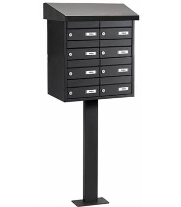 Buzones URBIS H2200x8 -BP308 - Con cuerpo, puerta y tejadillo a un agua de acero galvanizado, color Arena Volcánica