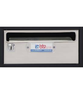 Buzón btv Moncayo 16206, cuerpo de acero negro y cuerpo de acero inox brillo, g1. Medidas especiales