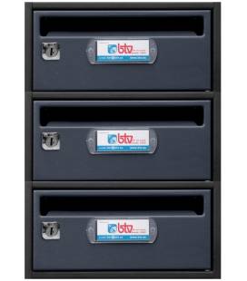 Buzon MONCAYO 33916- cuepo de acero pintado Negro y puerta de acero Antracita, grupo de 3