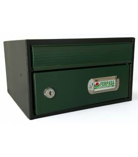 BUZONES URBAN 25 - Con cuerpo de acero electrozincado negro y puerta de acero electrozincado Verde Oscuro.