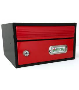 BUZONES URBAN 25 - Con cuerpo de acero electrozincado negro y puerta de acero electrozincado Rojo.