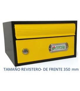 BUZONES URBAN 35 - Con cuerpo de acero electrozincado negro y puerta de acero electrozincado amarillo.