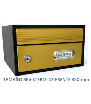 BUZONES URBAN 35 - Con cuerpo de acero electrozincado negro y puerta de acero electrozincado Oro.