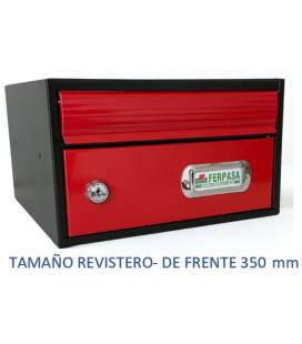 BUZONES URBAN 35 - Con cuerpo de acero electrozincado NEGRO y puerta de acero electrozincado ROJO