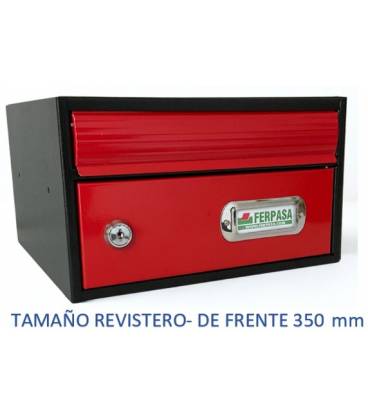 BUZONES URBAN 35 - Con cuerpo de acero electrozincado NEGRO y puerta de acero electrozincado ROJO