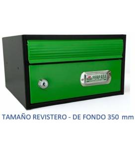 BUZONES URBAN 2535 - Con cuerpo de acero electrozincado negro y puerta de acero electrozincado verde. 