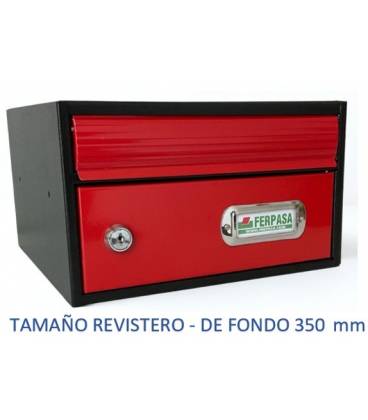 BUZONES URBAN 2535 - Con cuerpo de acero electrozincado negro y puerta de acero electrozincado ROJO. 