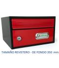 BUZONES URBAN 2535 - Con cuerpo de acero electrozincado negro y puerta de acero electrozincado ROJO. 