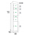 Medidas de los buzones Inteligentes Univers - U4200B - 2S, 2XS,1M Y 1XL