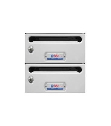Buzón Btv, Mercurio 23514, cuerpo de acero pintado blanco y puerta en acero inoxidable color Blanco G2. Apto p/ interior