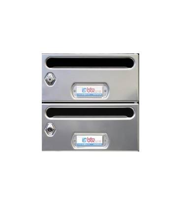 Buzón Btv, Mercurio 23529, cuerpo de acero negro pintado y puerta en acero inoxidable color Plata G2. Apto p/ interior