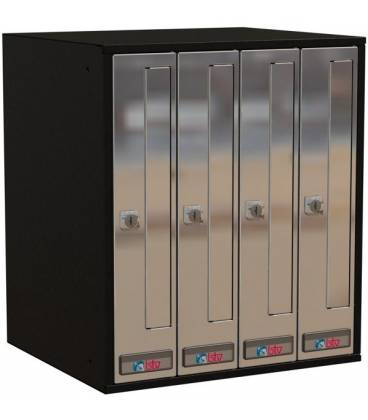 Buzones BTV Prisma Acceso Frontal, 46310, cuerpo en acero negro pintado y puerta en acero Inox, G4. Carga Frontal.