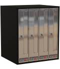 Buzones BTV Prisma Acceso Frontal, 46310, cuerpo en acero negro pintado y puerta en acero Inox, G4. Carga Frontal.