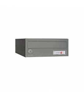 Buzón Kompact Push H270- 83106-con cuerpo en acero electrocincado negro y puerta en acero electrocincado Inox Mate AISI 304