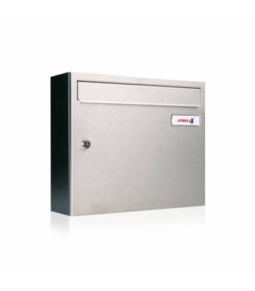Buzón Kompact V360-81105- cuerpo y puerta en acero electrocincado, color Negro / Inox Mate AISI, para exterior e interior