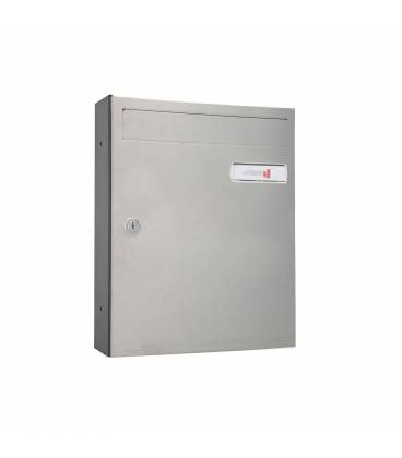 Buzón Joma, kompact Push V270- 83206, cuerpo de acero electrocincado Negro y puerta en acero electrocincado Inox Mate AISI 304