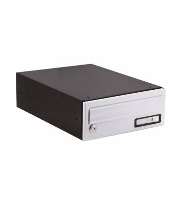Buzón Kompact EVO H270-81402, con cuerpo color negro y puerta color Blanco, apto para el exterior.